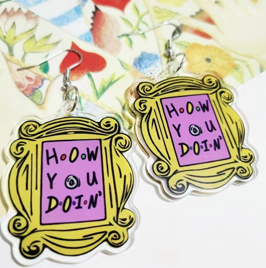 FRIENDS Monica’s Yellow Frame Earrings “How You Doin”