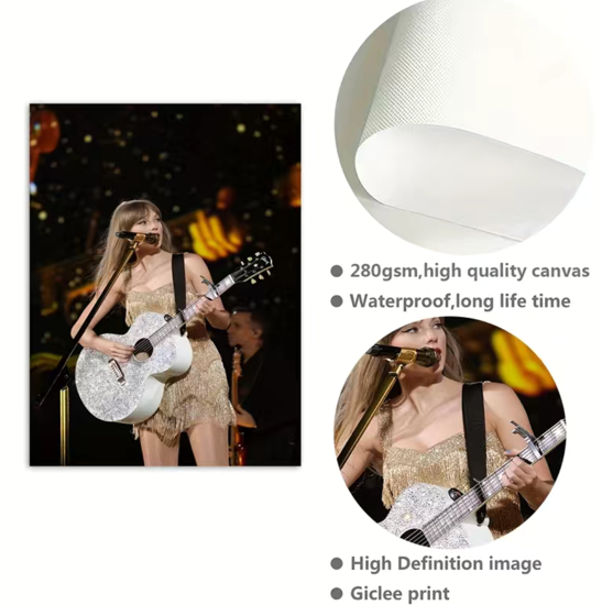 Taylor Swift w/ Guitar Live Concert Wall Art (Unframed)