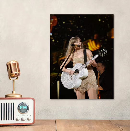 Taylor Swift w/ Guitar Live Concert Wall Art (Unframed)