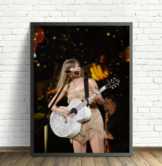 Taylor Swift w/ Guitar Live Concert Wall Art (Unframed)