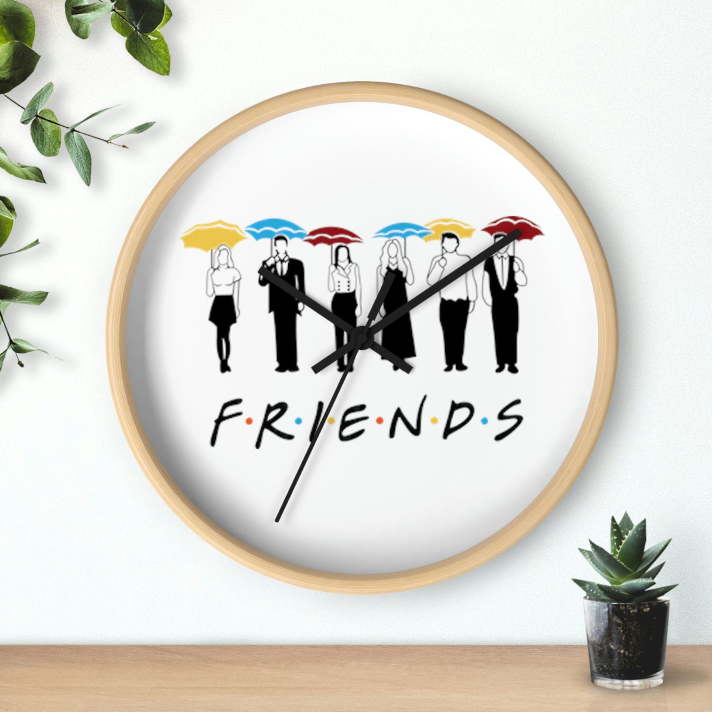 FRIENDS w/ Umbrellas Wall Clock
