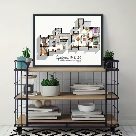 FRIENDS Apartment 19 & 20 Layout Wall Art (Unframed)