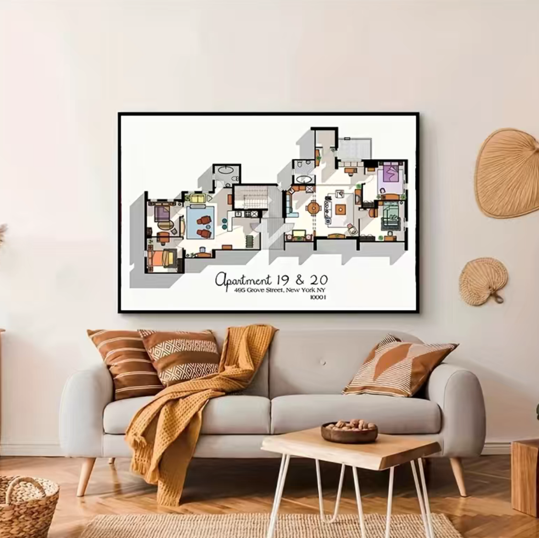 FRIENDS Apartment 19 & 20 Layout Wall Art (Unframed)