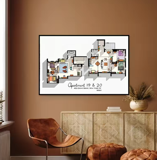 FRIENDS Apartment 19 & 20 Layout Wall Art (Unframed)