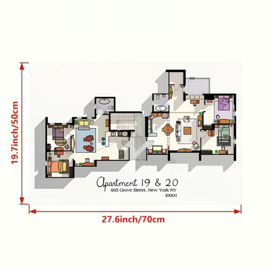 FRIENDS Apartment 19 & 20 Layout Wall Art (Unframed)