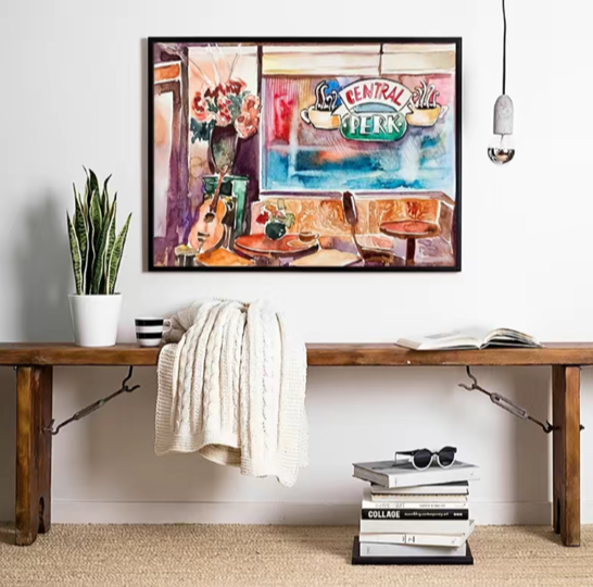 FRIENDS Fountain & Central Perk Watercolor Wall Art | Set of 2 Prints (Unframed)