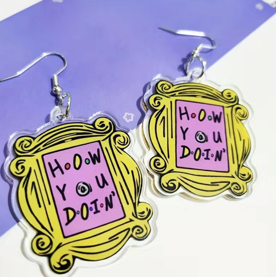 FRIENDS Monica’s Yellow Frame Earrings “How You Doin”