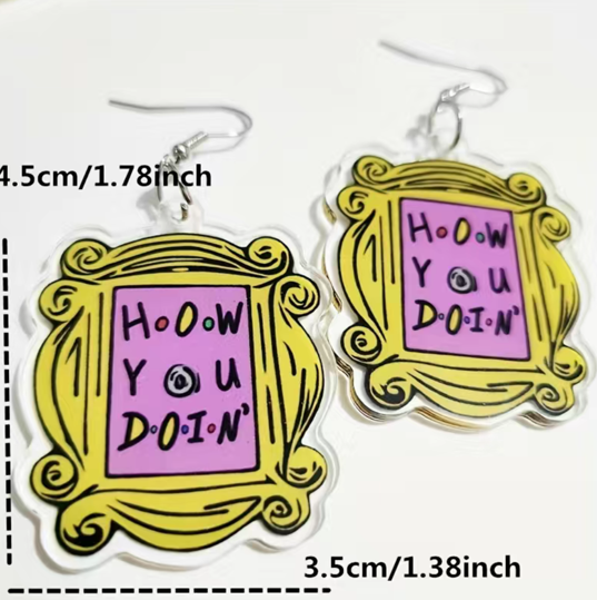 FRIENDS Monica’s Yellow Frame Earrings “How You Doin”