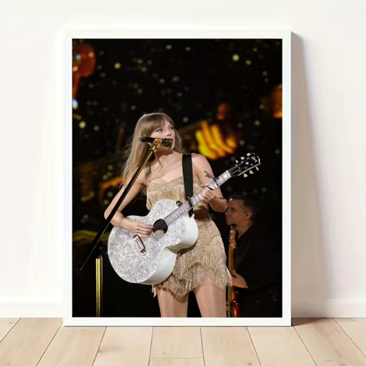 Taylor Swift w/ Guitar Live Concert Wall Art (Unframed)