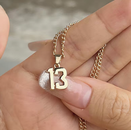 Taylor Swift Lucky 13 Block Style Necklace