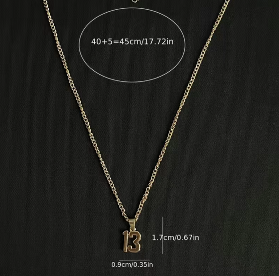 Taylor Swift Lucky 13 Block Style Necklace