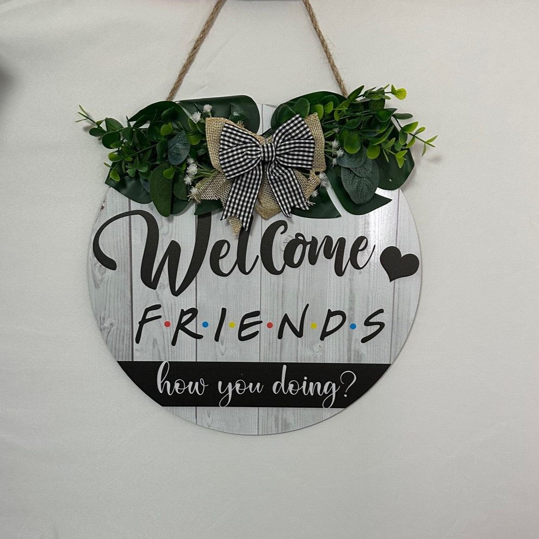 Welcome FRIENDS Wooden Hanging Door Sign