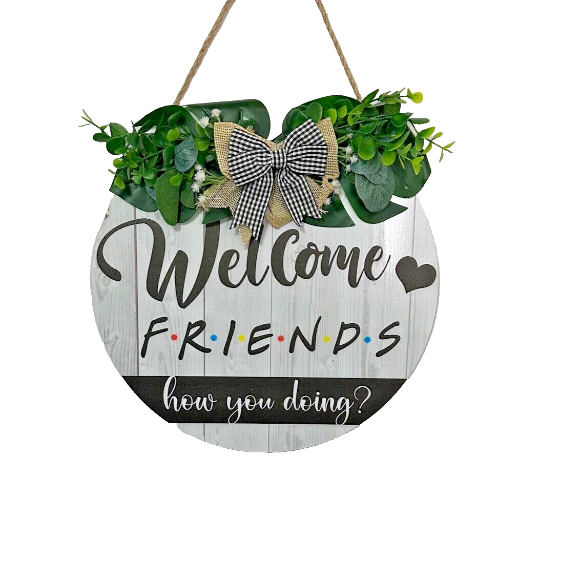 Welcome FRIENDS Wooden Hanging Door Sign