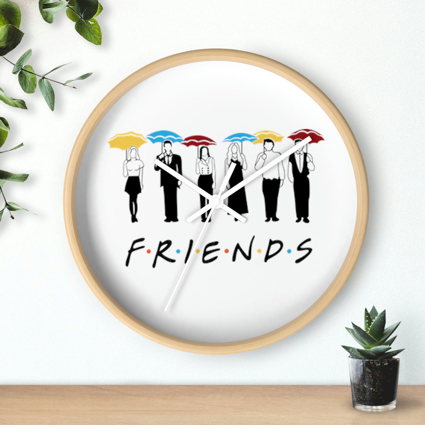 FRIENDS w/ Umbrellas Wall Clock