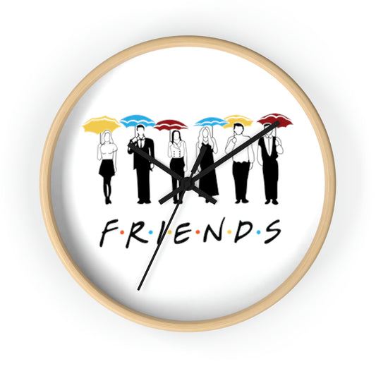 FRIENDS w/ Umbrellas Wall Clock